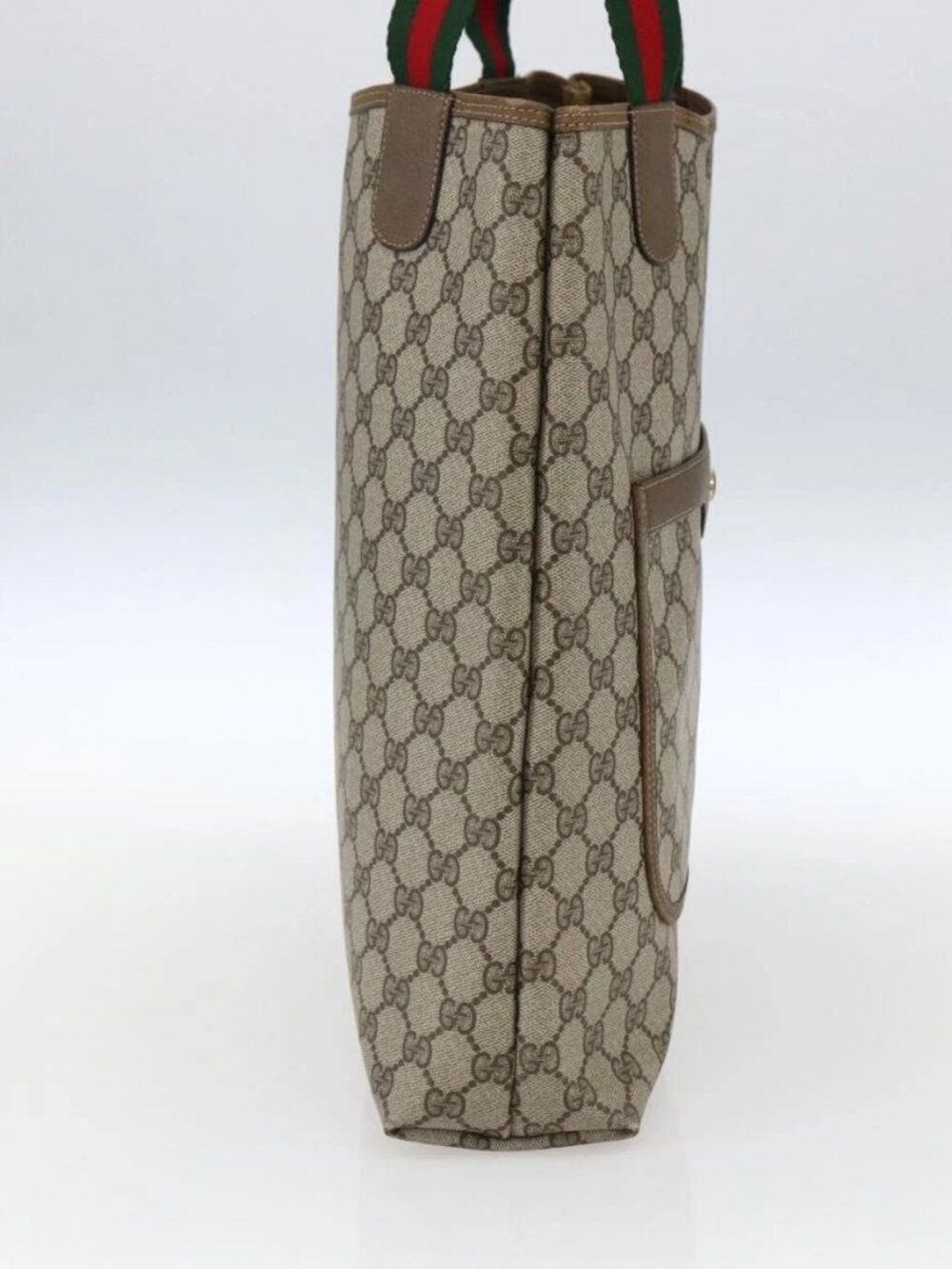 GUCCI GG Supreme Web Sherry Line Tote Bag PVC Beige Gold 39 02 003 Auth 173540 - Picture 3 of 13